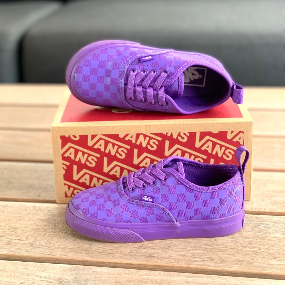 ✨LIKE NEW✨VANS Mono Check 🟪 Authentic Elastic unisex KIDS/TODDLER sz 9